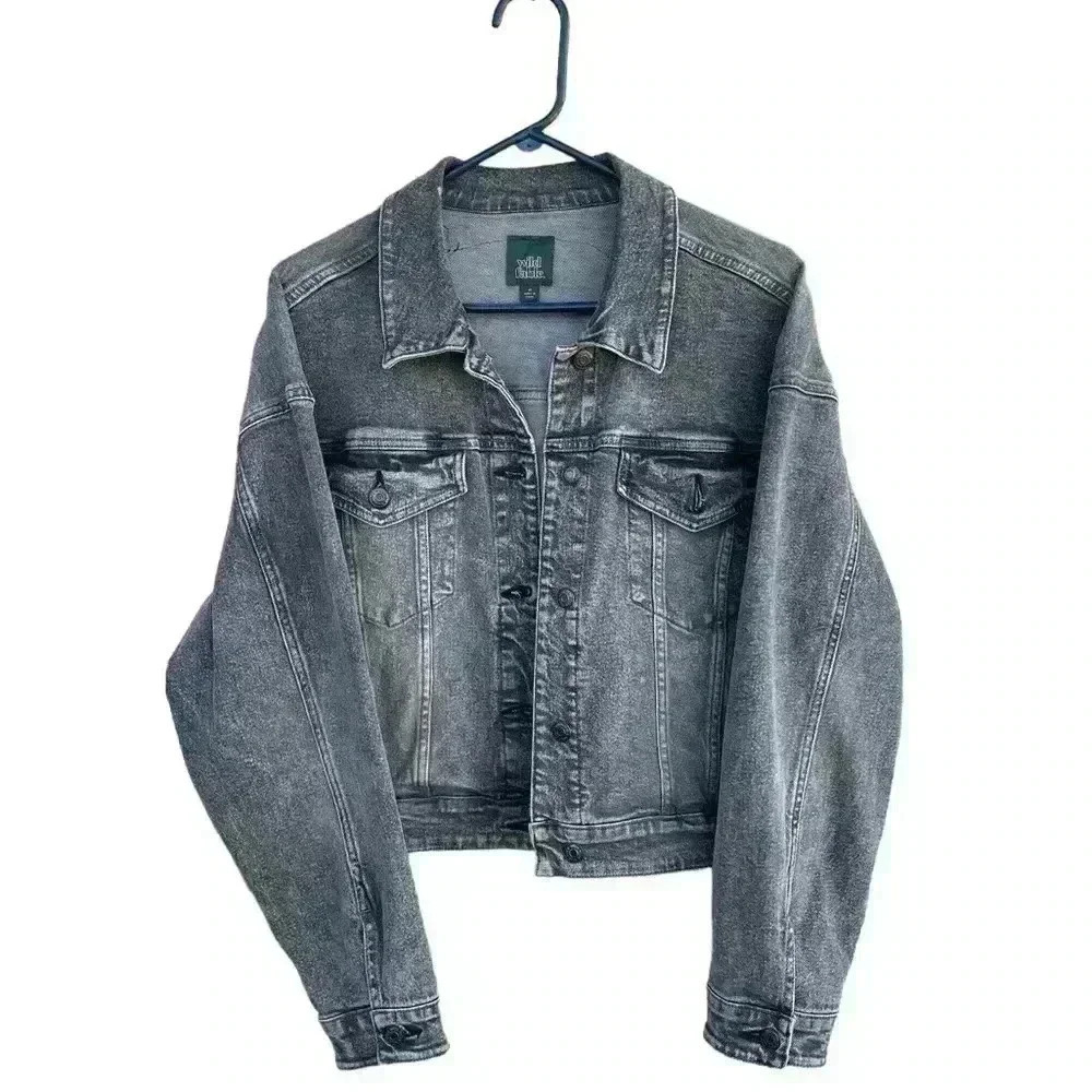 WILD FABLE women’s black denim oversized jacket size M with costume design USED - Picture 4 of 6